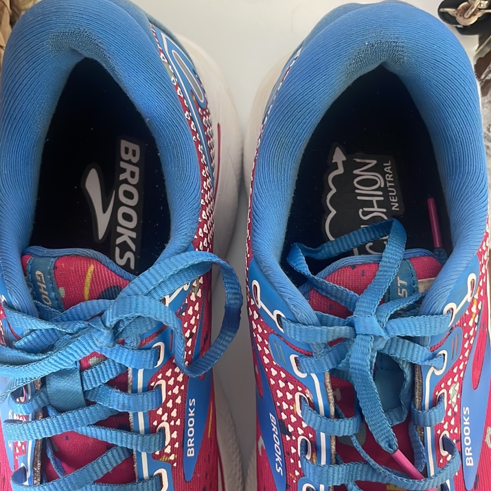 Brooks Ghost 14 Running Shoes Blue & Pink Graffiti Size 7.5 - Picture 9 of 11